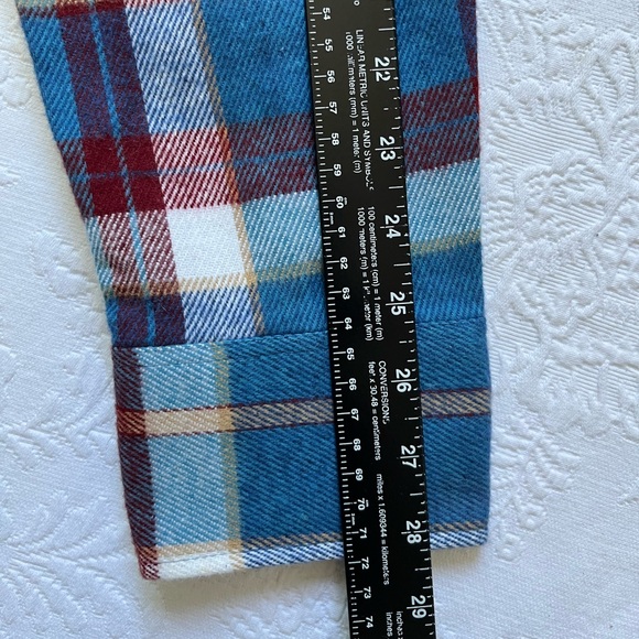 Vintage Sovereign Plaid Cotton Heavy Flannel Button Up Shirt Large Tall - Picture 9 of 9